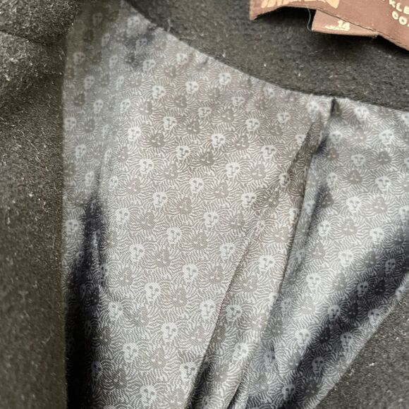 VTG Anne Klein Black Wool Cashmere Full Length Coat 14 A-Line Lined Button Front - Picture 10 of 12